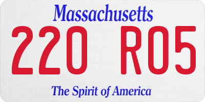 MA license plate 220RO5