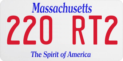 MA license plate 220RT2