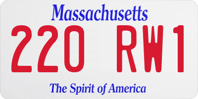 MA license plate 220RW1