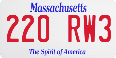 MA license plate 220RW3