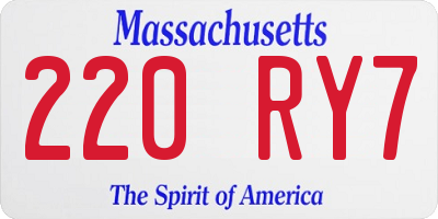 MA license plate 220RY7