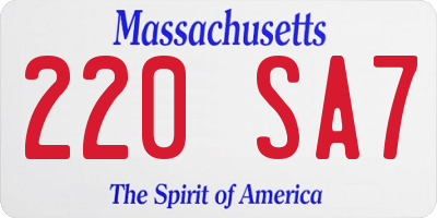 MA license plate 220SA7