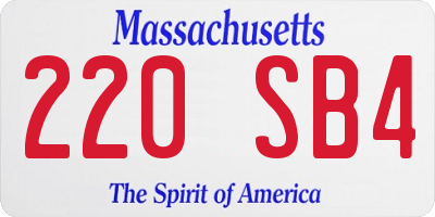 MA license plate 220SB4