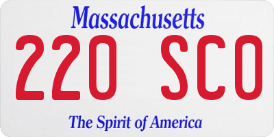 MA license plate 220SC0
