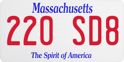 MA license plate 220SD8