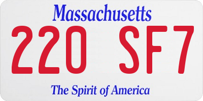 MA license plate 220SF7
