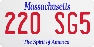 MA license plate 220SG5