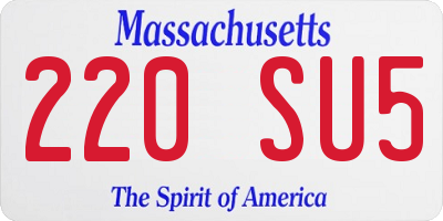 MA license plate 220SU5