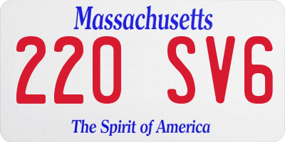 MA license plate 220SV6