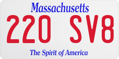 MA license plate 220SV8