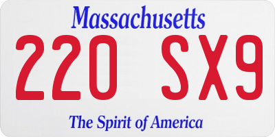 MA license plate 220SX9