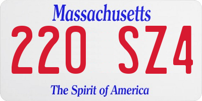 MA license plate 220SZ4