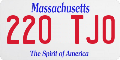 MA license plate 220TJ0
