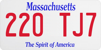 MA license plate 220TJ7