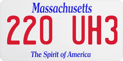 MA license plate 220UH3
