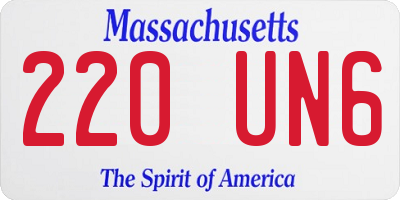 MA license plate 220UN6