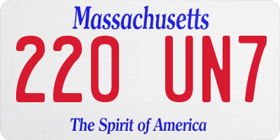 MA license plate 220UN7