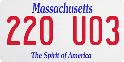 MA license plate 220UO3