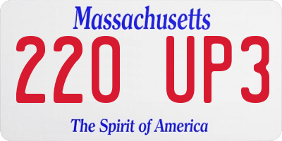MA license plate 220UP3