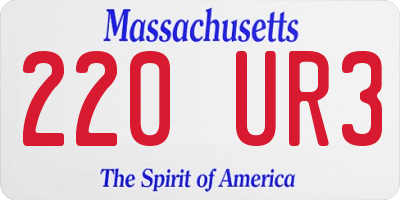 MA license plate 220UR3