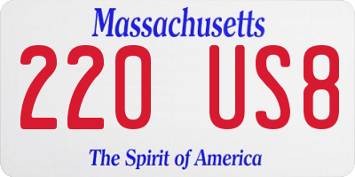 MA license plate 220US8