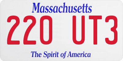 MA license plate 220UT3
