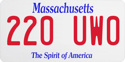 MA license plate 220UW0