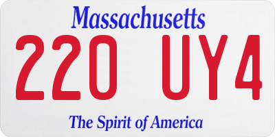 MA license plate 220UY4