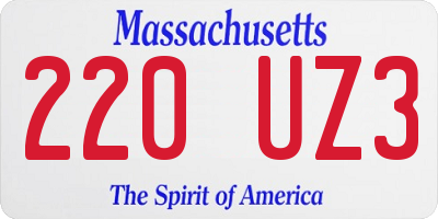 MA license plate 220UZ3
