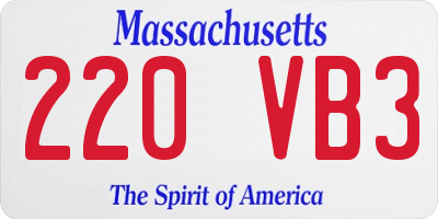MA license plate 220VB3