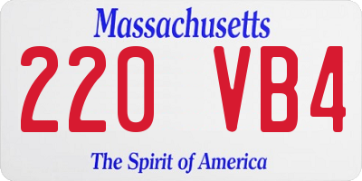 MA license plate 220VB4