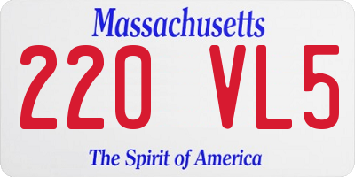 MA license plate 220VL5