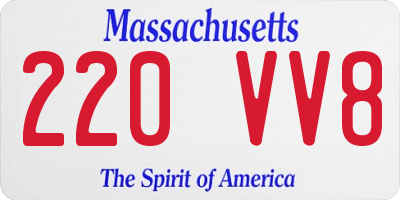 MA license plate 220VV8