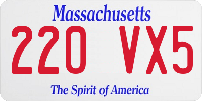 MA license plate 220VX5