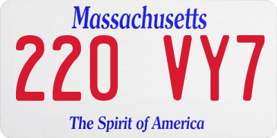 MA license plate 220VY7