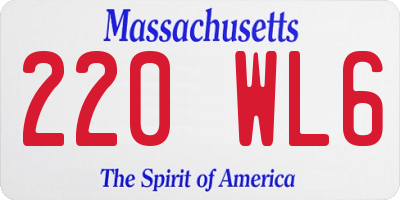 MA license plate 220WL6