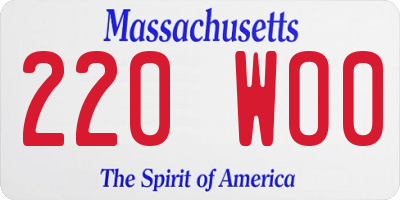 MA license plate 220WO0