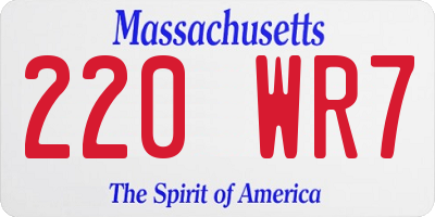 MA license plate 220WR7