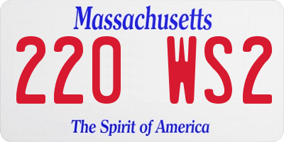 MA license plate 220WS2
