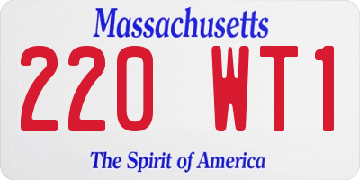 MA license plate 220WT1