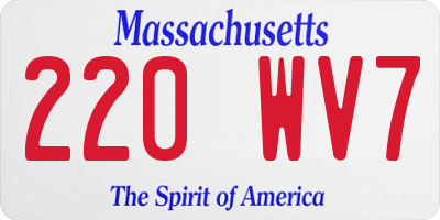 MA license plate 220WV7