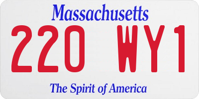 MA license plate 220WY1