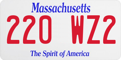 MA license plate 220WZ2