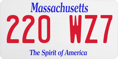 MA license plate 220WZ7
