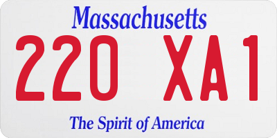 MA license plate 220XA1