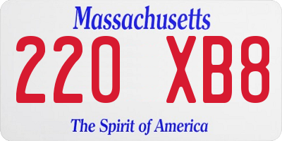 MA license plate 220XB8