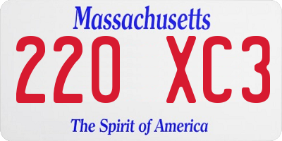 MA license plate 220XC3