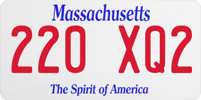 MA license plate 220XQ2