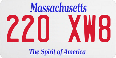 MA license plate 220XW8