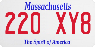 MA license plate 220XY8
